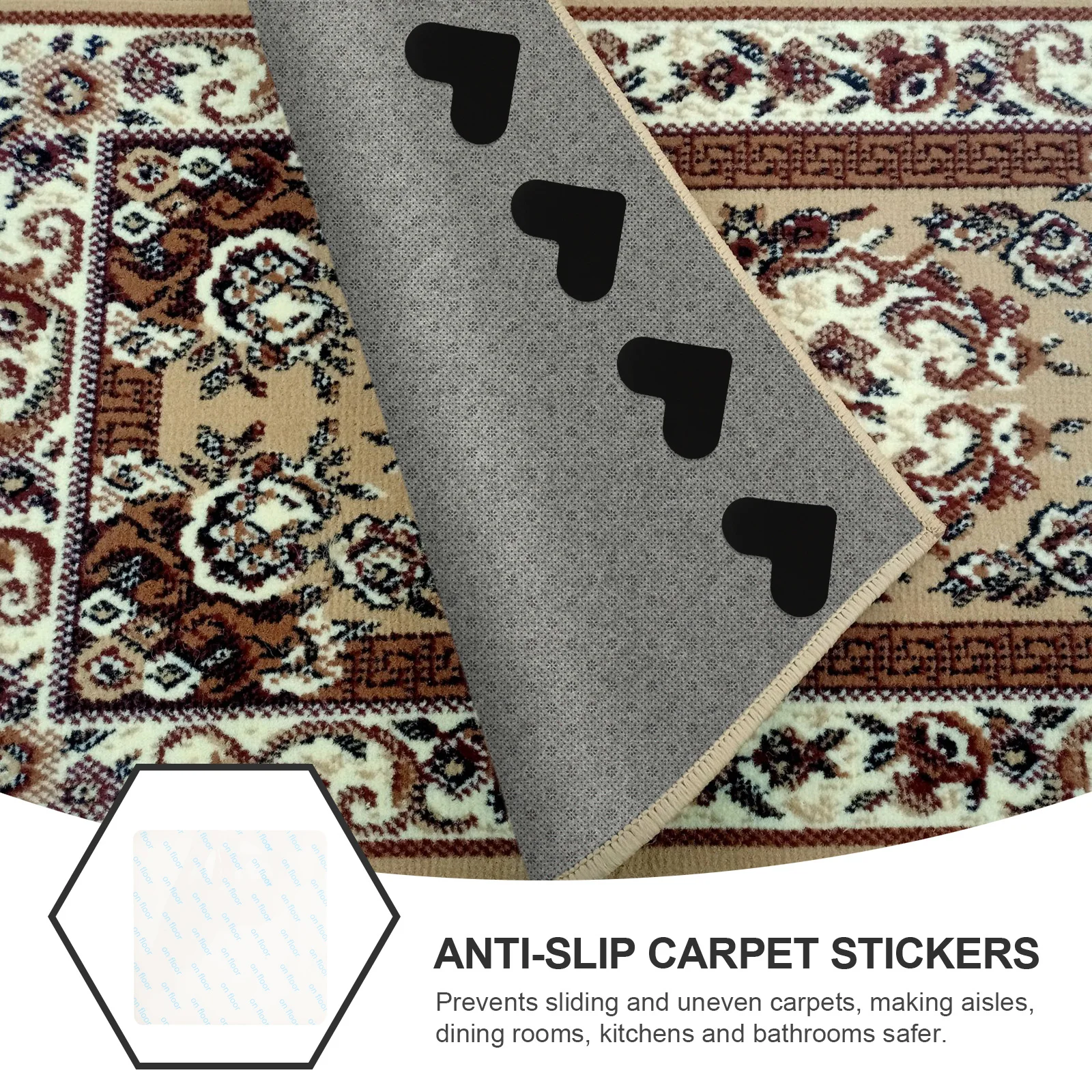 

12pcs carpet Tape Rug Pad Nonslip Rug Stickers Square Shaped Grippers For Hardwood Tile Marble Floor Easy Install Adhesive