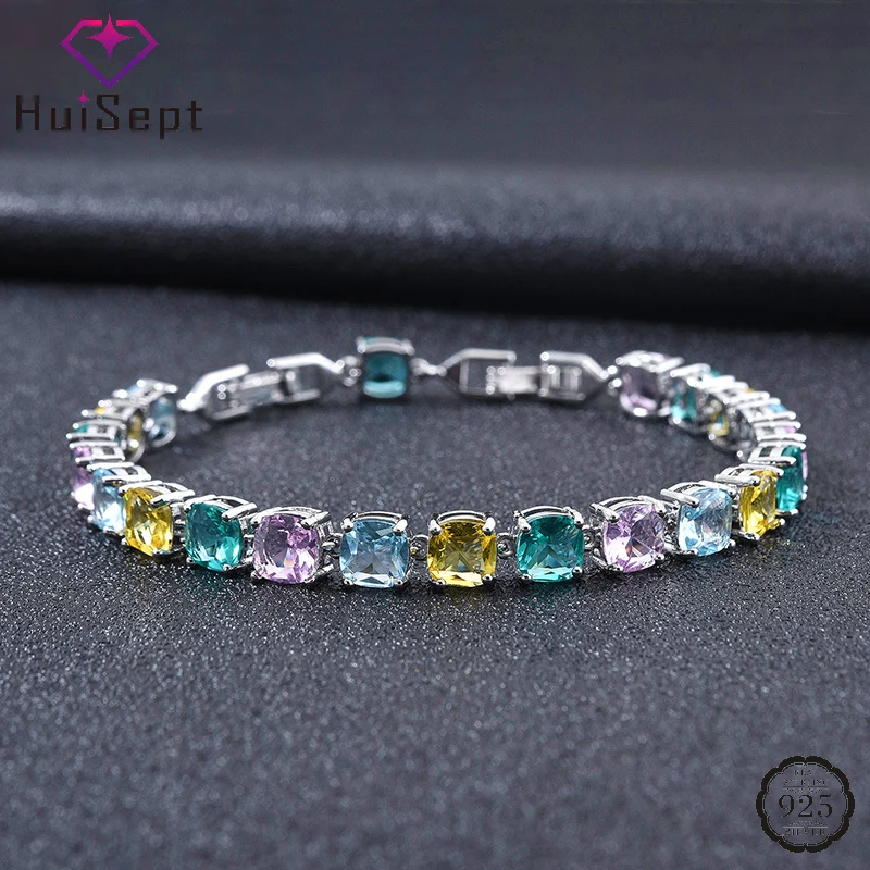 HuiSept Elegant Women Bracelet with Zircon 925 Silver Jewelry for Wedding Engagement Party Bridal Gifts Accessories Wholesale