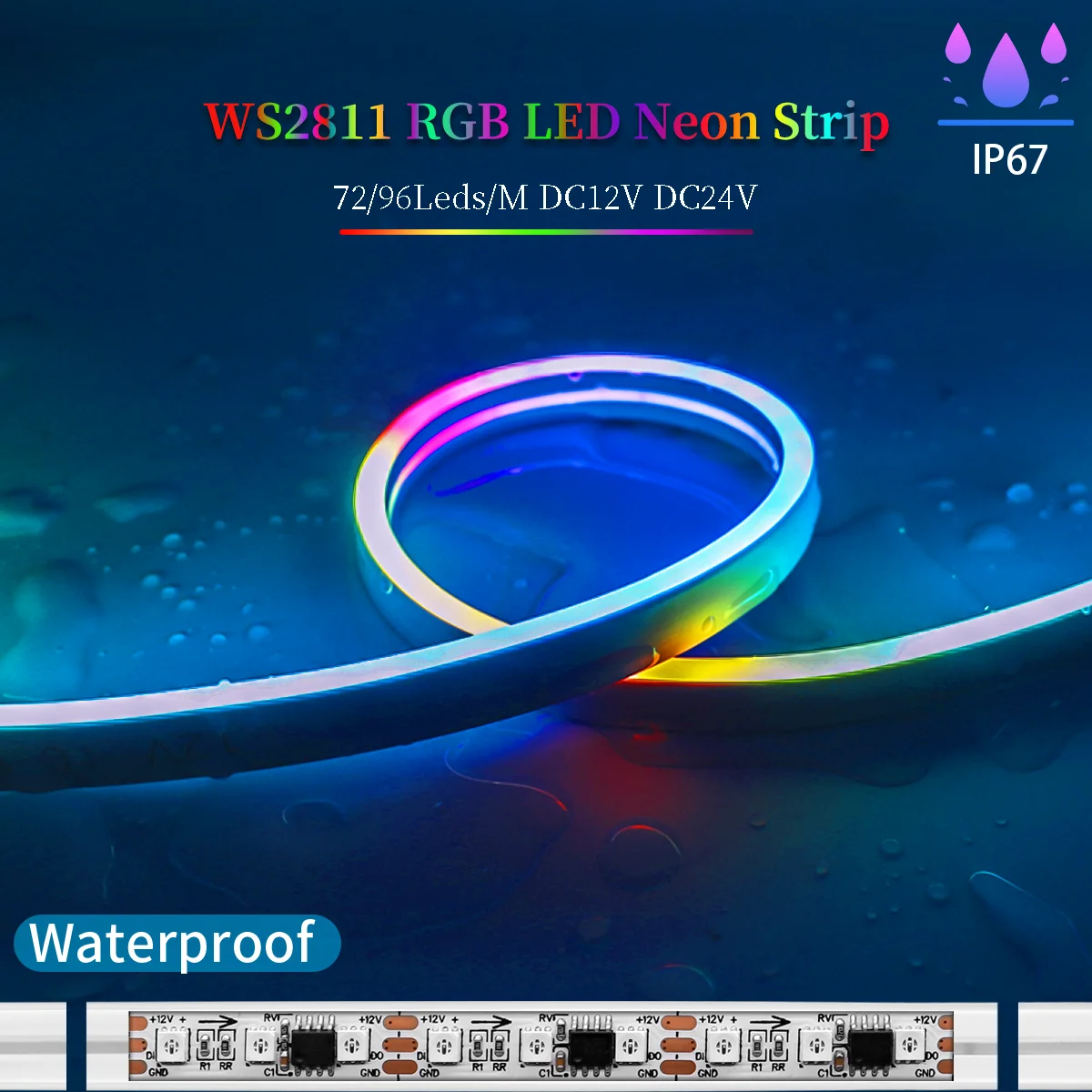 72/96Leds/M WS2811 IC Individually Addressable LED Neon strip RGBIC 5050 RGB/Dreamcolor flexible Silicone tube Led lighting lamp