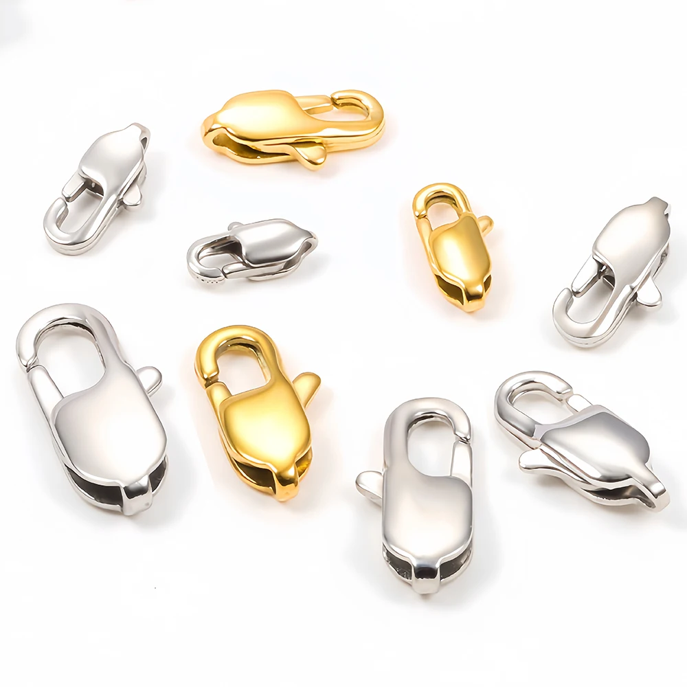 5 Stück rechteckige Karabinerverschlüsse aus Edelstahl für Halsketten, Haken, Armbänder, Verbinder für DIY-Ketten, Schmuckherstellung, Zubehör
