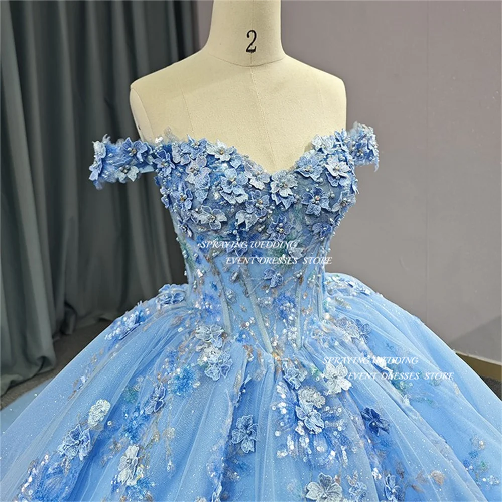 SPRAYING – robe De 15 Quinceañera, ligne a, magnifique, épaules dénudées, avec des Appliques en dentelle, robe De bal d'anniversaire, 2024