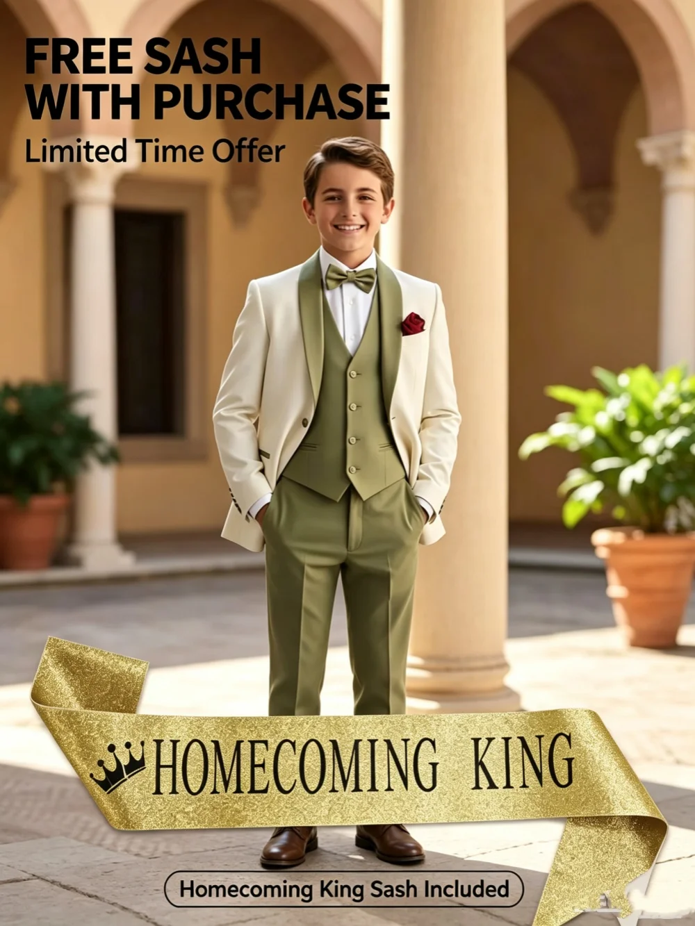 High Quality Boys Homecoming Suit Set 3 Pieces Classic Handsome Shawl Lapel Kids Tuxedo Banquet Party Wear Performance Sets