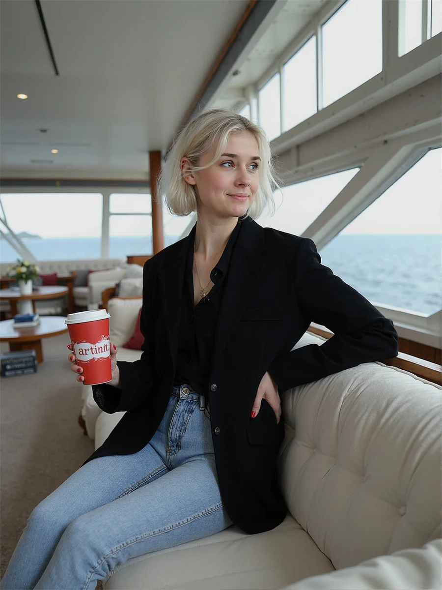 Effen klassieke blazers met enkele rij knopen voor dameskleding Dames Ruches Strepen Gewatteerd Gebogen suède Asymmetrisch verzameld Koffie Marine