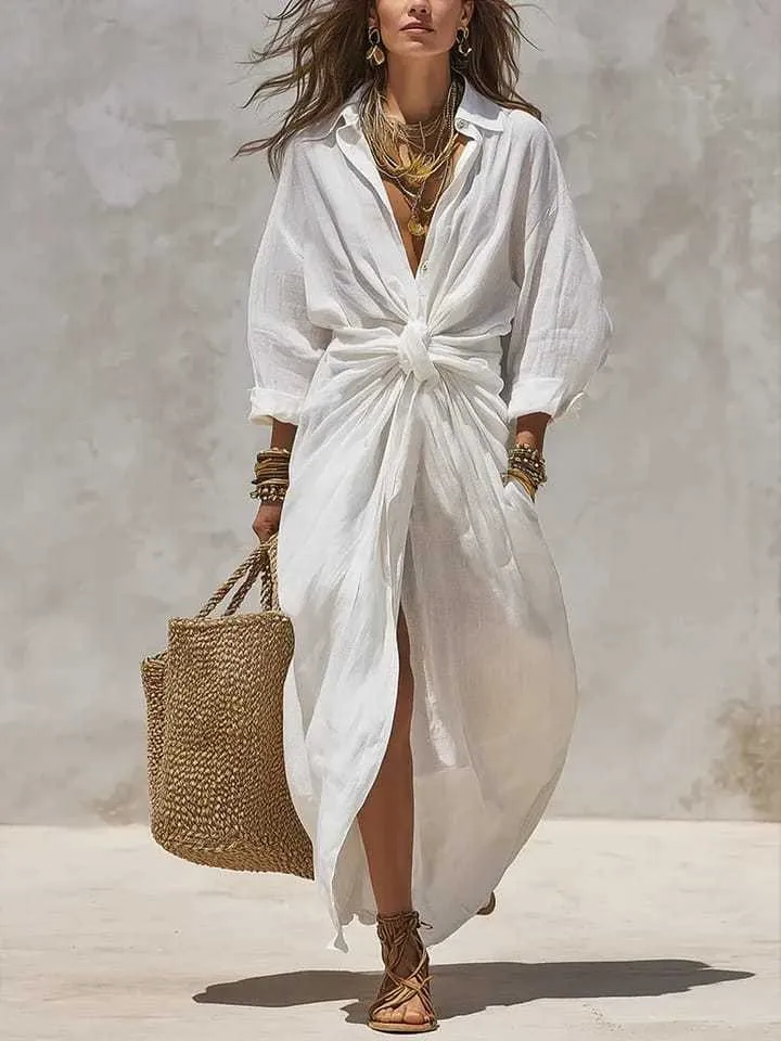 

Весеннее женское платье-рубашка с длинным рукавом, приталенного кроя, с карманами на пуговицах, повседневное, из полиэстера, макси, облегающее.