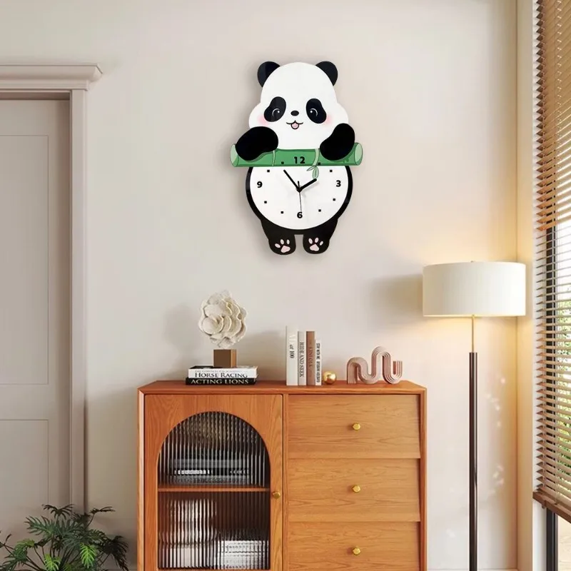 Creative Silent Clock Cartoon Panda Swinging Wall Clock Studio Background Wall Decorative Painting - view 5