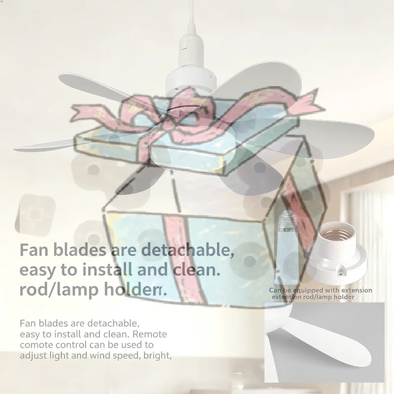 【CCA】Led 40w Ceiling Fan Light E27 With Remote Control For Dimming, Suitable For Living Room, Study, Household Use, 85-265v