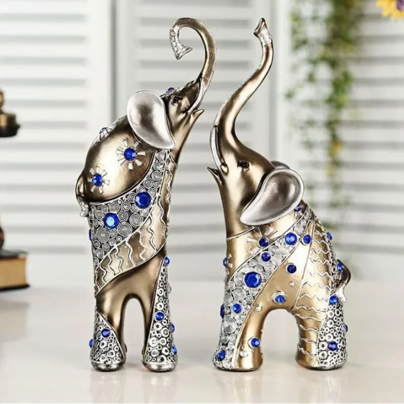 

2pc/set Resin Crafts Gifts Decoration Maternal and Child Like Home Living Room European Decorative Elephant Decoration