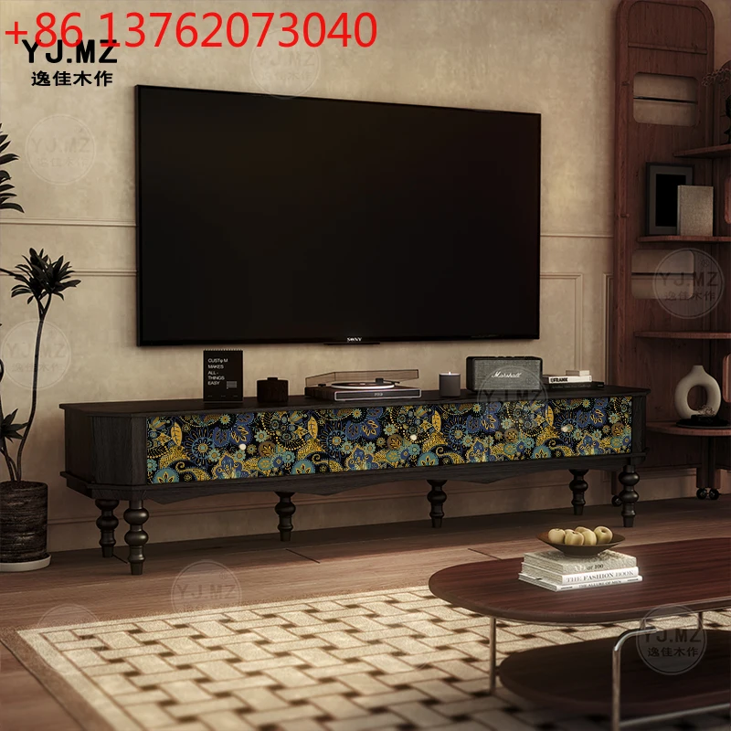 

French vintage solid wood TV cabinet home multi-functional floor-to-ceiling living room drawer type