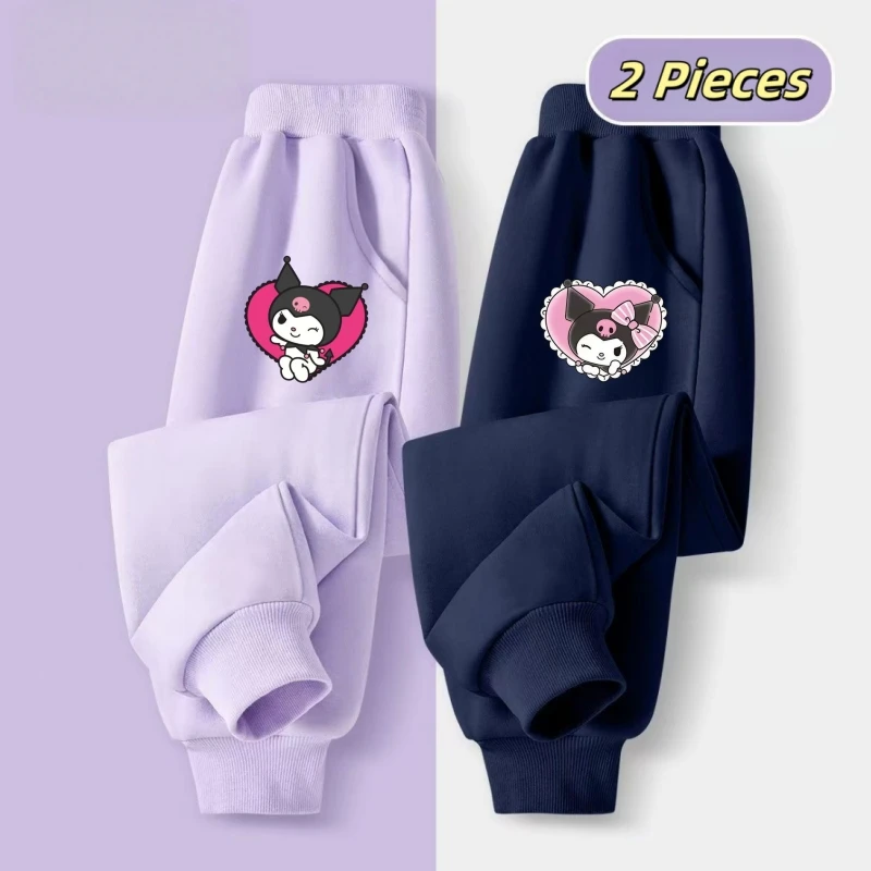 2 قطعة \ مجموعة الخريف طفل الفتيات ملابس الأطفال عارضة الكرتون سانريو كورومي السراويل المطبوعة طفل الرياضة أسفل رياضية #2