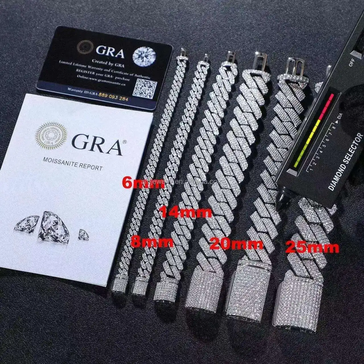 

Оптовая продажа Vvs Moissanite Pass Diamond Tester Майами Кубинская цепочка звеньев 8 мм 10 мм 12 мм 14 мм 18 мм Ожерелье в стиле хип-хоп Браслет Мужские ювелирные изделия