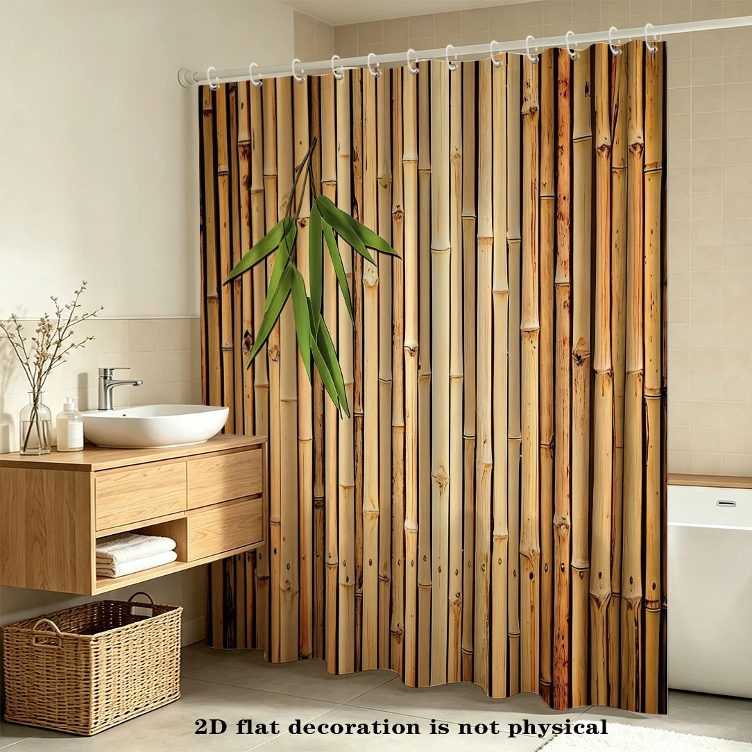 2D Flat, 2D Flat Shower Curtain, 1pc, Spliced Pattern Shower Curtain, Serene and Elegant Grain Design, Bathroom Area Divider, Da