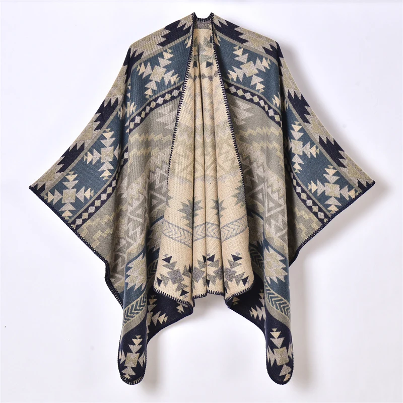 Luxury Cashmere Poncho Women Man Foulard Jacquard Scarf Warm Shawl Cape Pashmina Winter Female Warm Shawl Blanket Stole Cloak