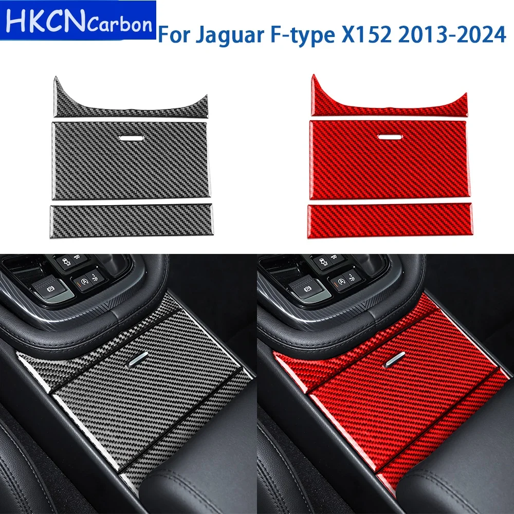 For Jaguar F-type X152 2013-2024 Accessories Real Soft Carbon Fiber Center Storage Panel Cover Trim Sticker