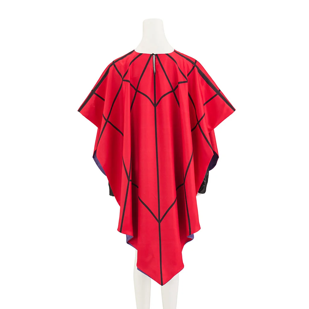 Unisex Lydia Cosplay Deetz Costume Gothis Cape Red Printed Cloak Lydia Spiderweb Poncho Pullover Cloak For Adult Halloween Set