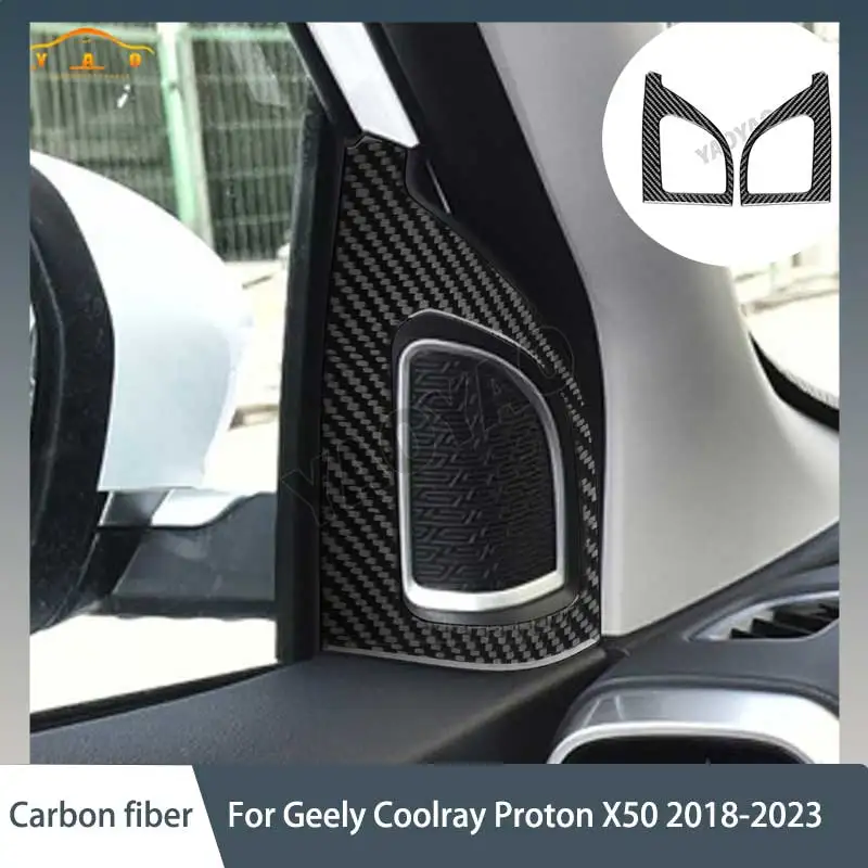 

Carbon Fiber Stickers for Proton X50 For Geely Coolray 2019-2023 A-pillar Stereo Audio Horn Decorative Frame Car Accessories