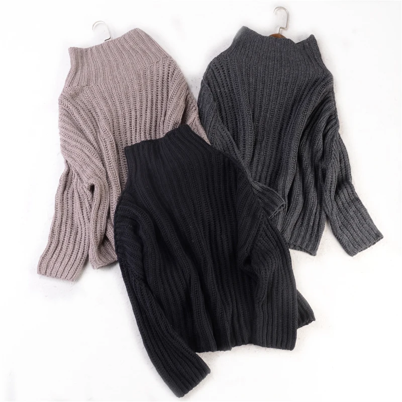 

Faionable Simple Thiened вязаный свитер Pure Color Lazy Sle Многоцветный свитер Top Street Sle Свободный крой Long Sve