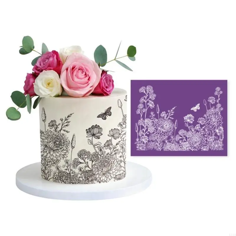 Cake Mesh Stencil Lace Flower Grass Fabric Cake Stencil Decorating Tool for Fondant Baking Pastry Gum Paste Tools