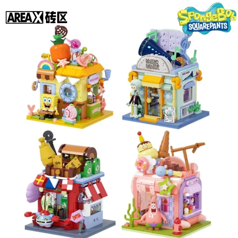 

Губка Боб Квадратные Штаны Строительные Блоки Веселый Вид на улицу Патрик Стар Сборка игрушек Щупальца кальмара Модель Орнамент Подарок