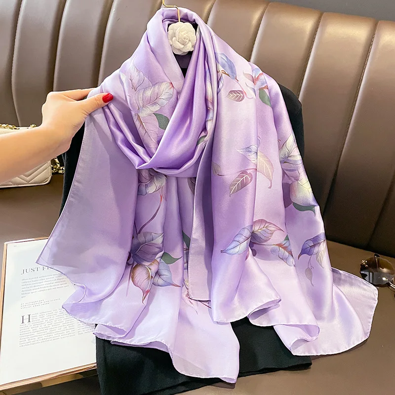 

Luxury Brand Summer Silk Scarf Women Fashion Quality Soft Scarves Female Shawls Foulard Bandana Beach Cover-ups Wraps 2023