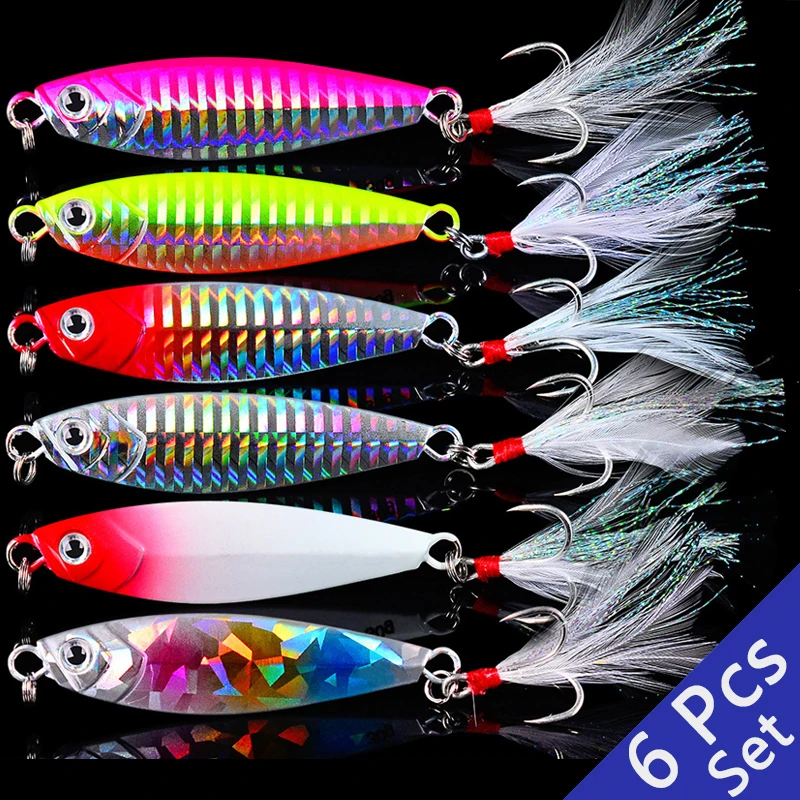 

6 Pcs New Cast Metal Bait Spinner Spoon Fishing Lures Jigs Trout Hard Baits Tackle Pesca Fish Jigging Set