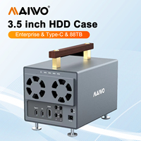 MAIWO 4 Bay Hard Drive Enclosure USB-C 10 Gbps Speed 3.5 inch HDD Case for 3.5” SATA HDD with HDMI 2 Cooling Fans Support UASP