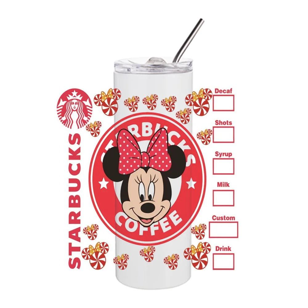 Imagem -05 - Miniso-impermeável uv Cup Wrap Transferências Adesivos Desenhos Animados 3d Mikey Mouse Design Copos 20oz Faça Você Mesmo Decalque Lavável da Caneca