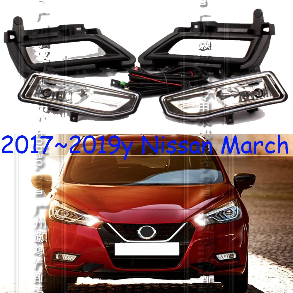 

car bumper Micra headlight for Nissan March fog light 2017~2019y car accessories halogen bulb auto March headlamp