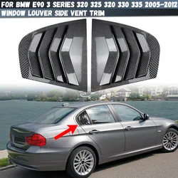 For BMW 3 Series E90 320i 323i 325i 330i Sedan Saloon 2005-2012 Side Vent Rear Window Shades Louver Shutter Sticker Cover Trim