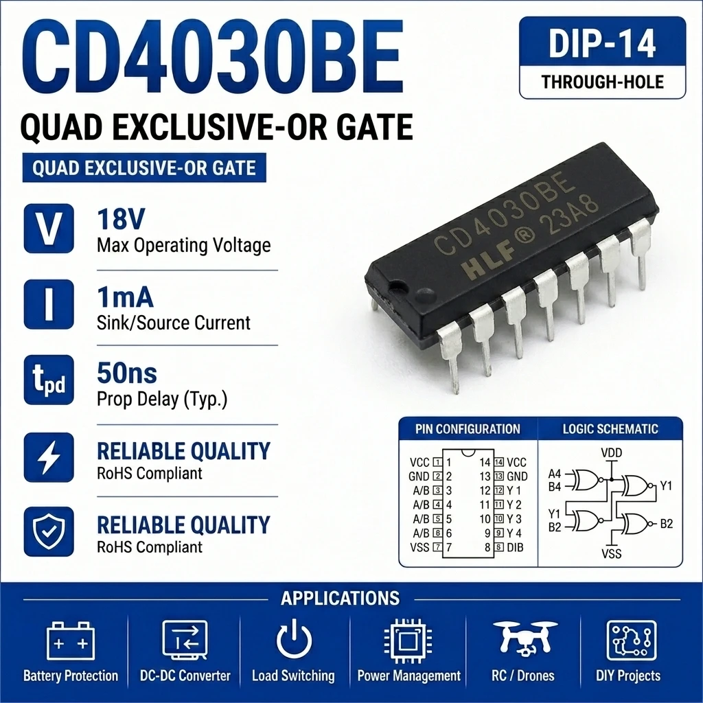 (10 pcs) CD4030BE DIP-14/CD4030BM SOP-14 CD4030 XOR Gate Quad 2-Input CMOS 3V-18V