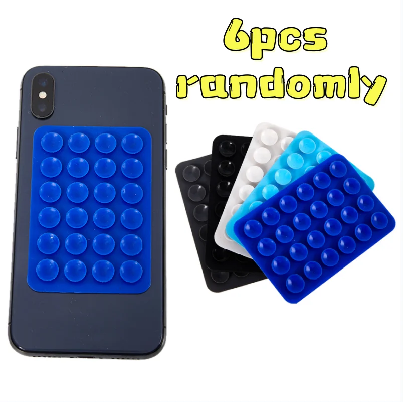 

6 шт., многофункциональная силиконовая присоска для мобильного телефона, 24 квадрата, односторонний чехол для мобильного телефона, противоскользящий держатель, крепление на присоске