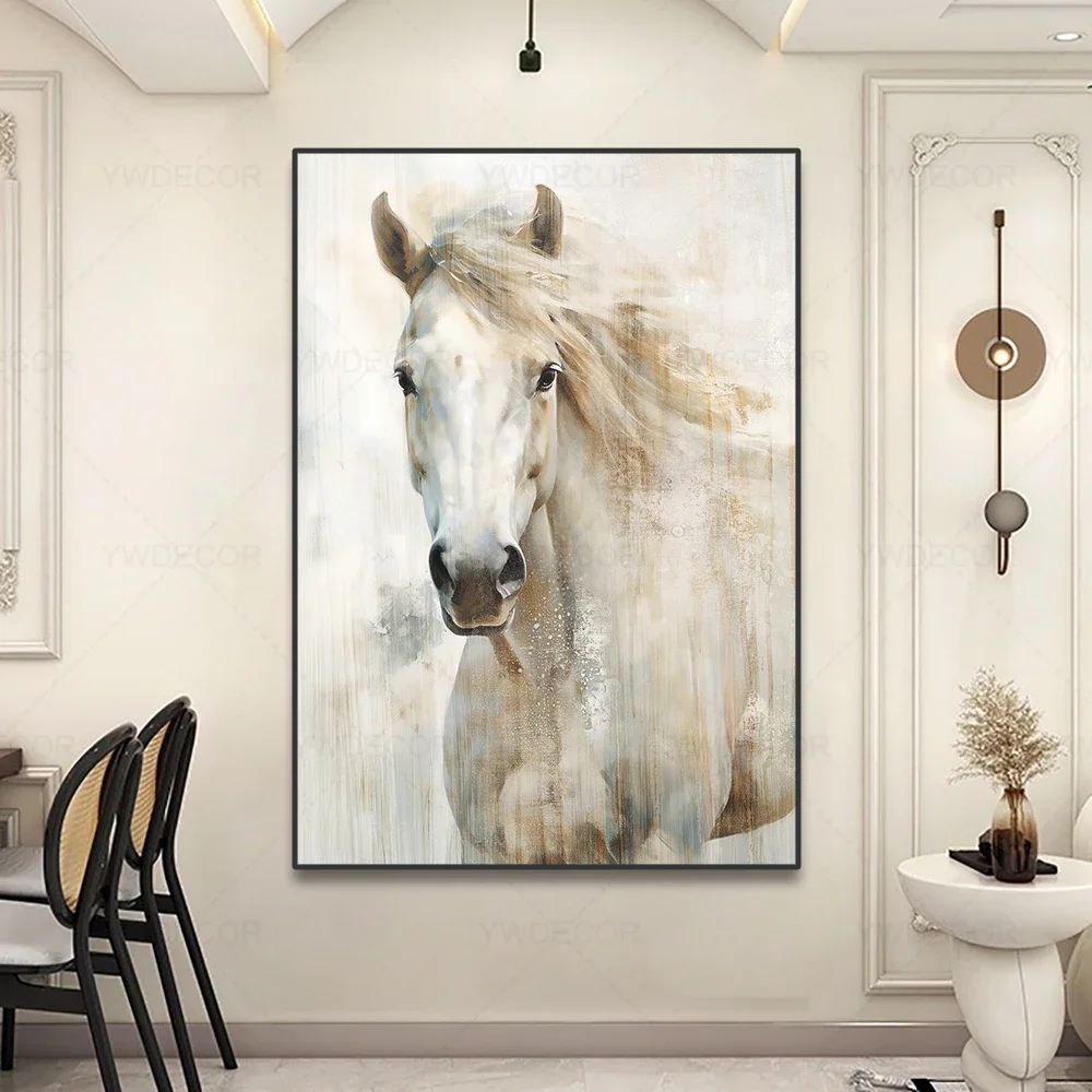

Abstarct White Horse Posters Canvas Prints Animal Painting Wall Art Picture for Living Room Modern Home Decoration NO FRAME