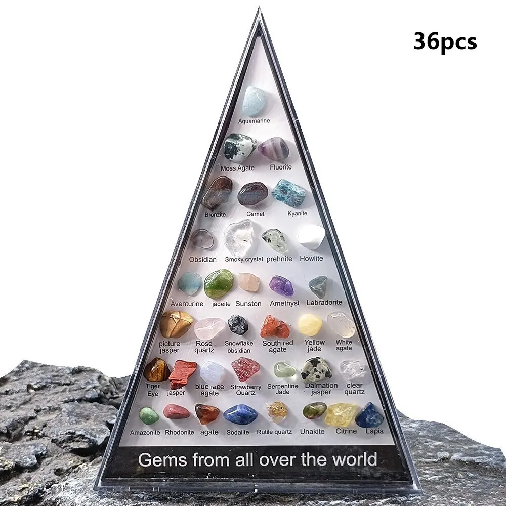 36pcs Gemstone Quartz Crystal Chakra Healing Stones And Crystals Set Hexagon Rose Quartz Gems For Medication Bedroom Decor