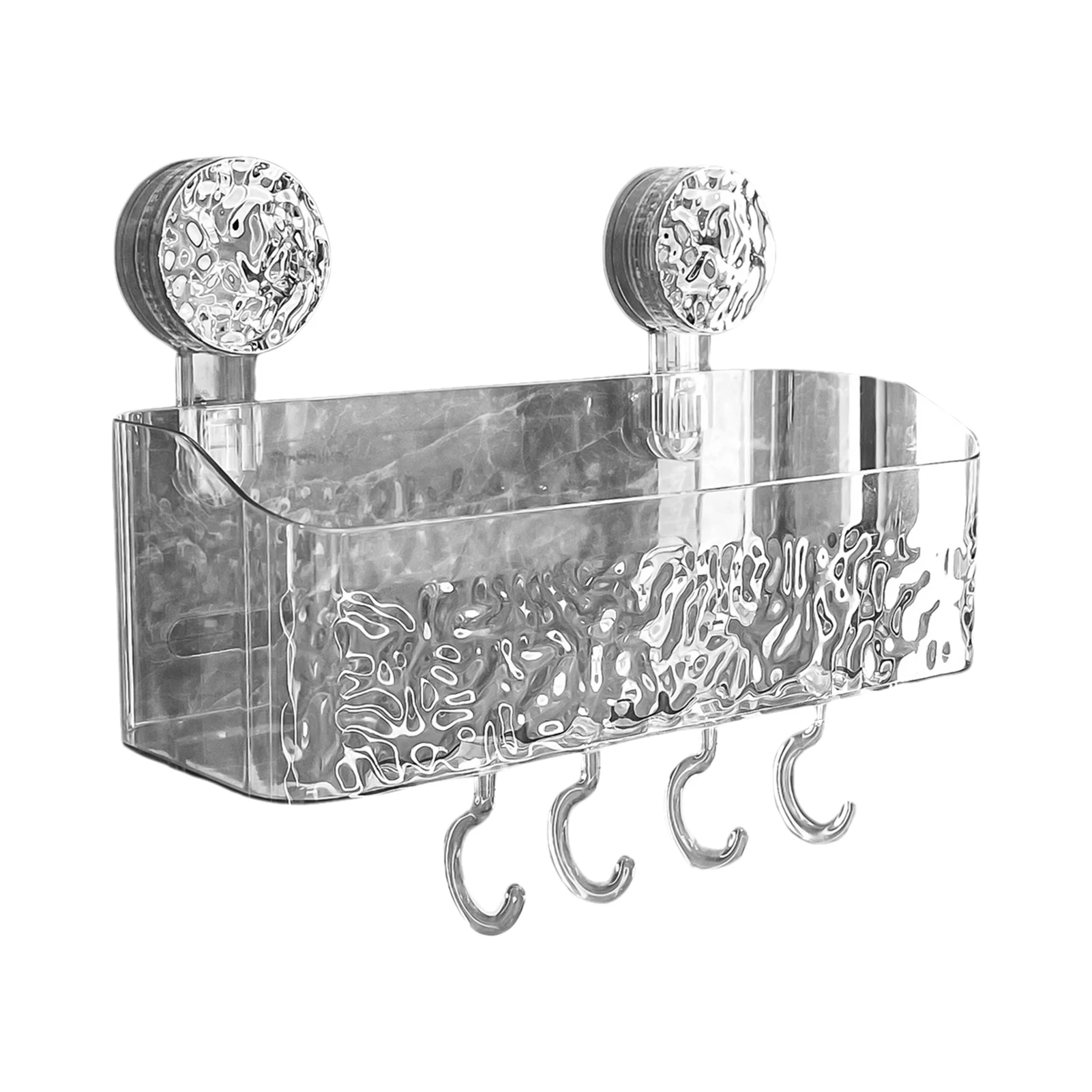 Bathroom Suction Cup Storage Rack Transparent Rack Light Luxury Style Glacier Pattern Suction Cup Shelf Punch-Free Sorting Box