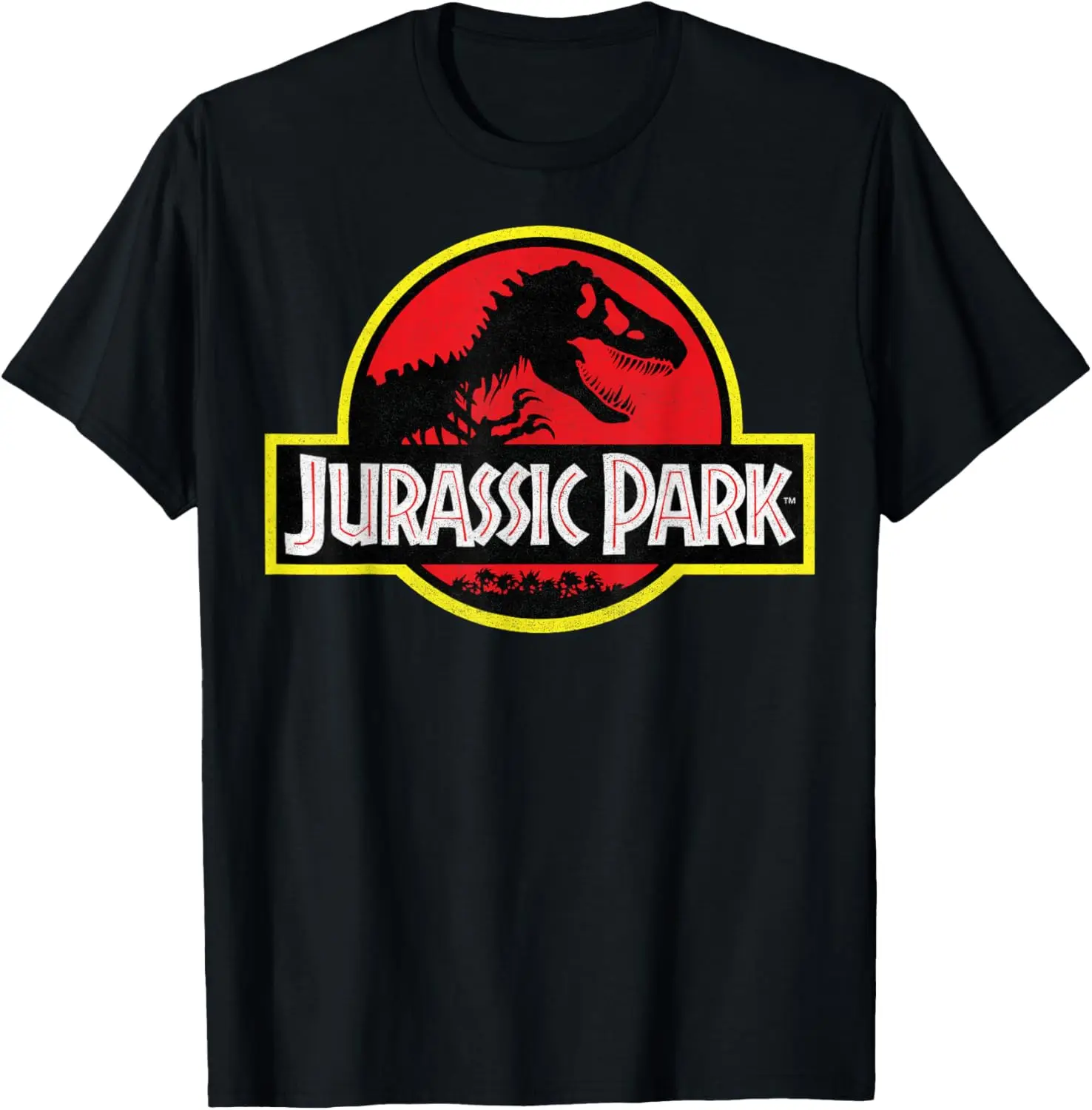 Jurassic Park Vintage Distressed Graphic Tee Poliéster Respirável Camiseta de manga curta Viagem masculina ﻿
