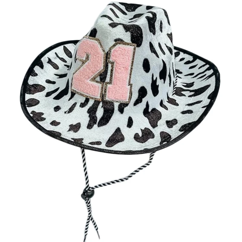 21 Birthday Hat Cow Print Cowboy Hat 21 Hat Birthday Disco Cowboy Hat Cow Print Cowgirl Hat 21 Cowboy Hat Birthday Dropshipping