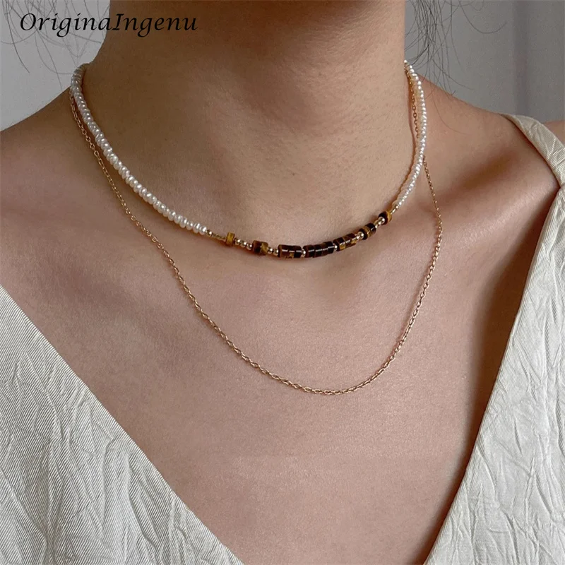 Tarnish Resistant 14K Gold Filled Natural Pearl Necklace Handmade Organic Crystal Pendants High Quality Jewelry for Women