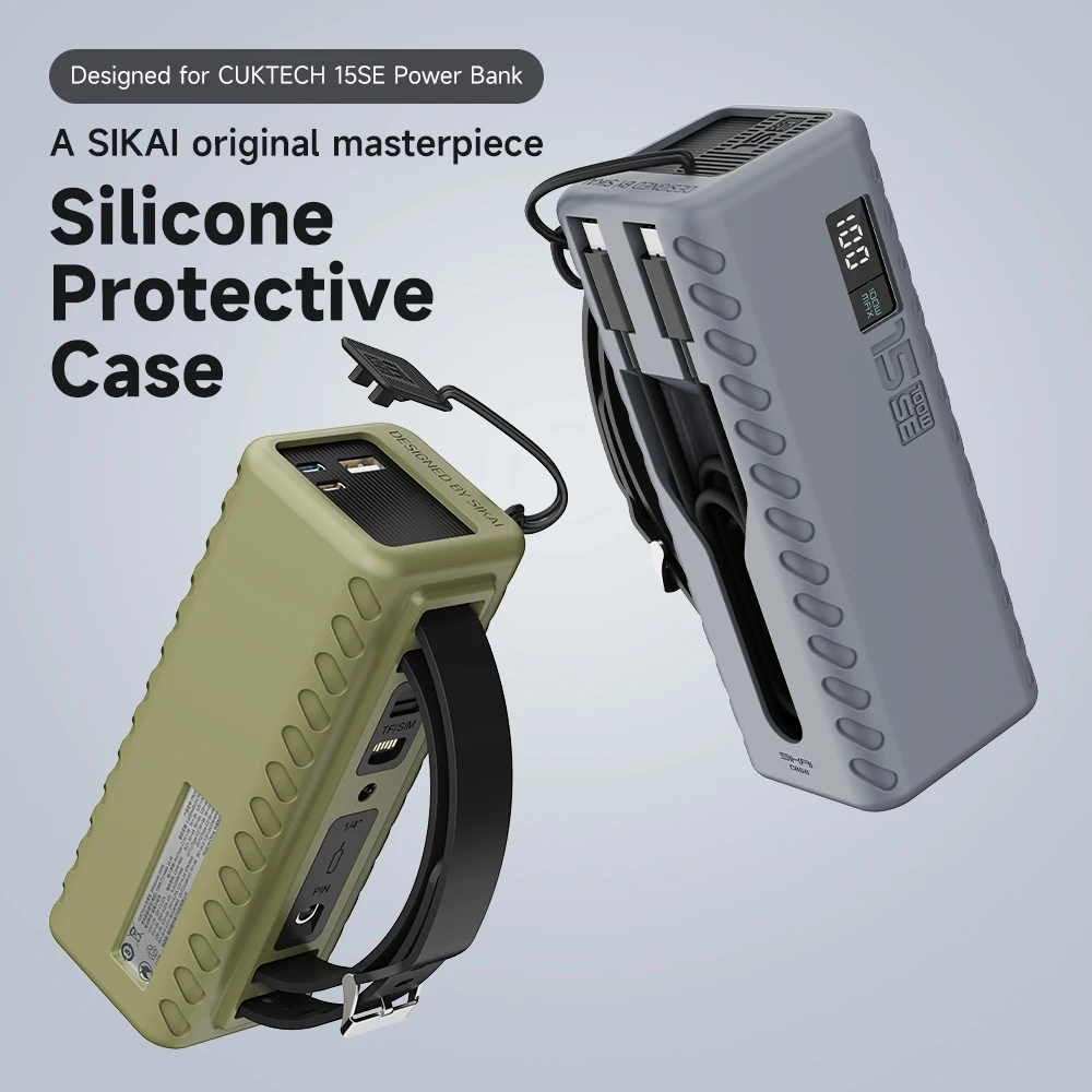 Silicone Case for CUKTECH No.15se Power Bank Case Outdoor Travel Case Bag Sim TF Card Eject Pin Storage Case Cable Organizer