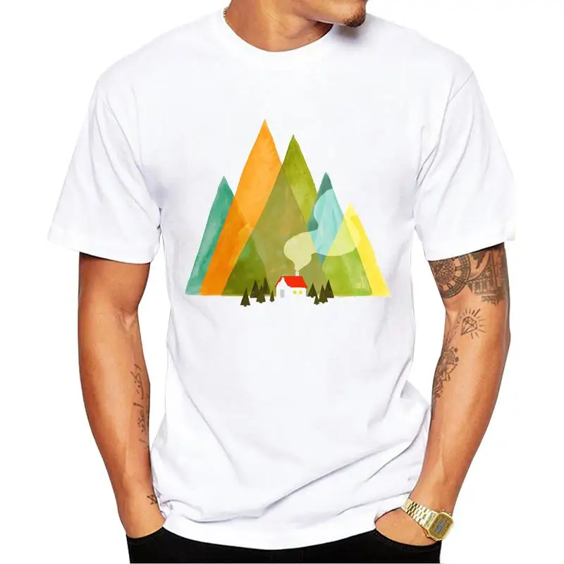 

FPACEFPACE Promotion Mountain Cabin Men T-Shirt Fashion Geometric Printed Tshirts Short Sleeve Tops Funny t shirts Essential Tee