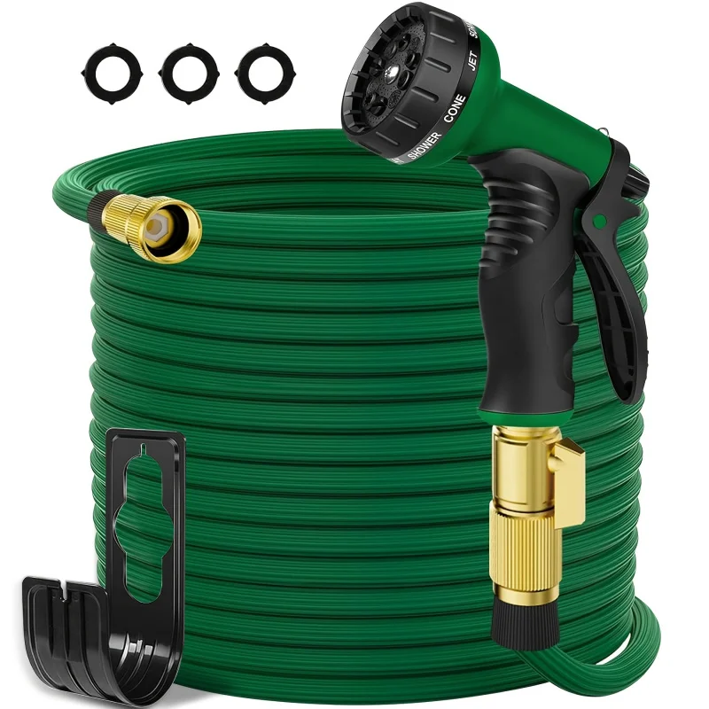 100 Feet Extendable Hose Used in Garden，Flexible Leak-Proof Water Pipe，Belt 40 Layer Nano Rubber，10 Functional Nozzle，Lightweigh