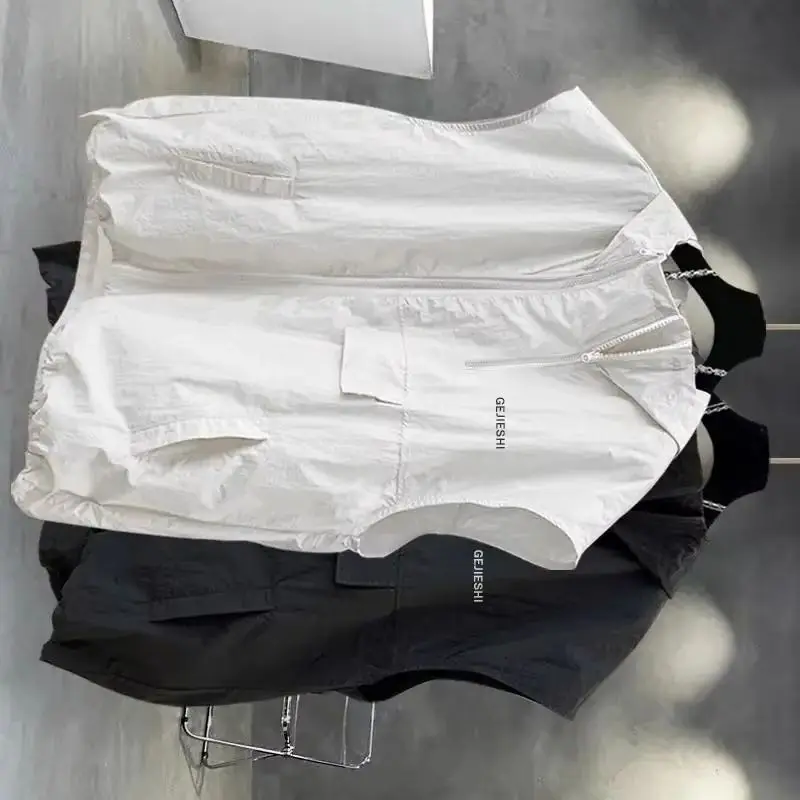 

Новая летняя свободная женская безрукавка-кардиган на молнии с капюшоном, жилет-футболка с карманами, размер 4XL