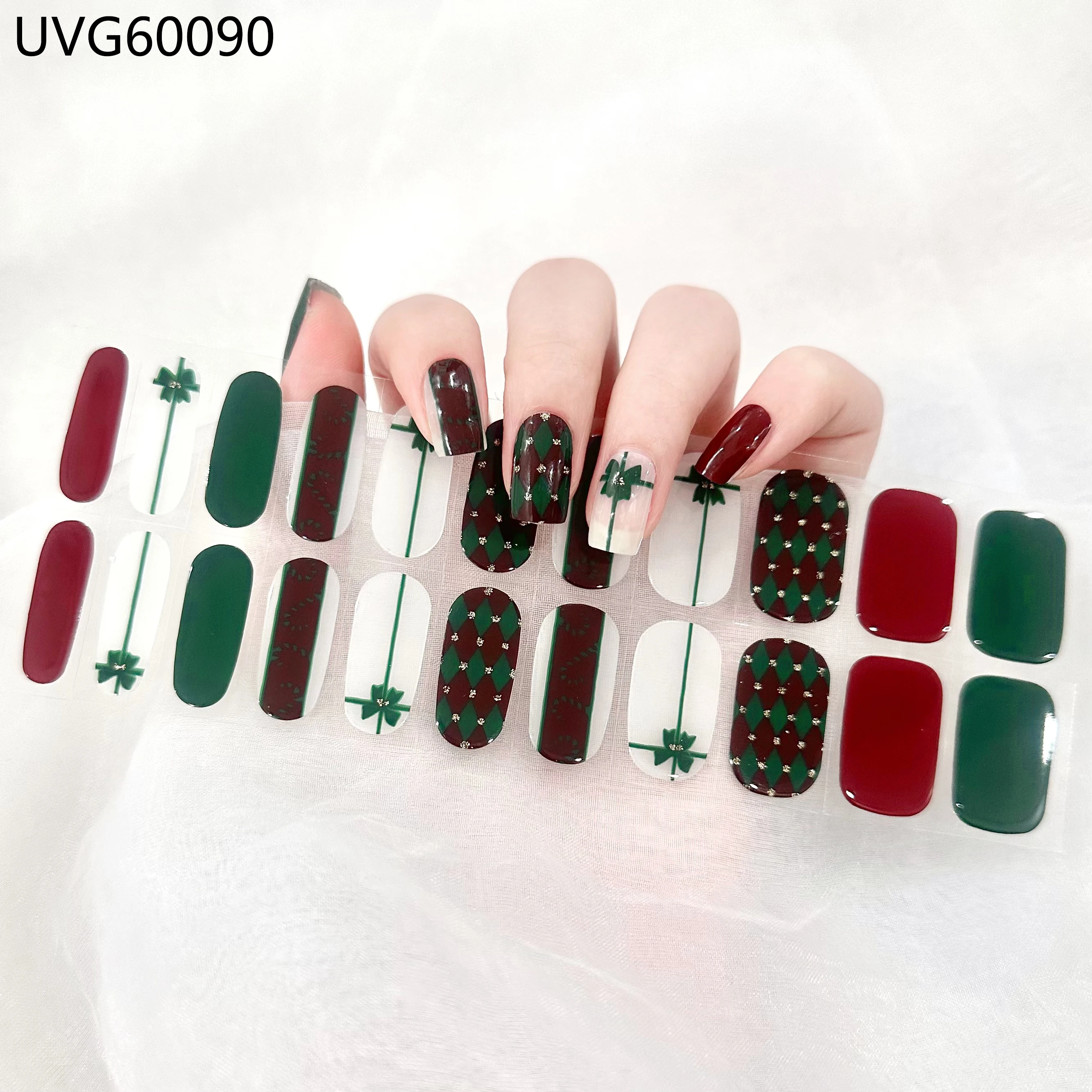 Nieuwe 22 Strips Uv Gel Nagel Sticker Kerst Semi Uitgeharde Nail Wraps Festival Nail Strips Halloween Manicure Decoraties