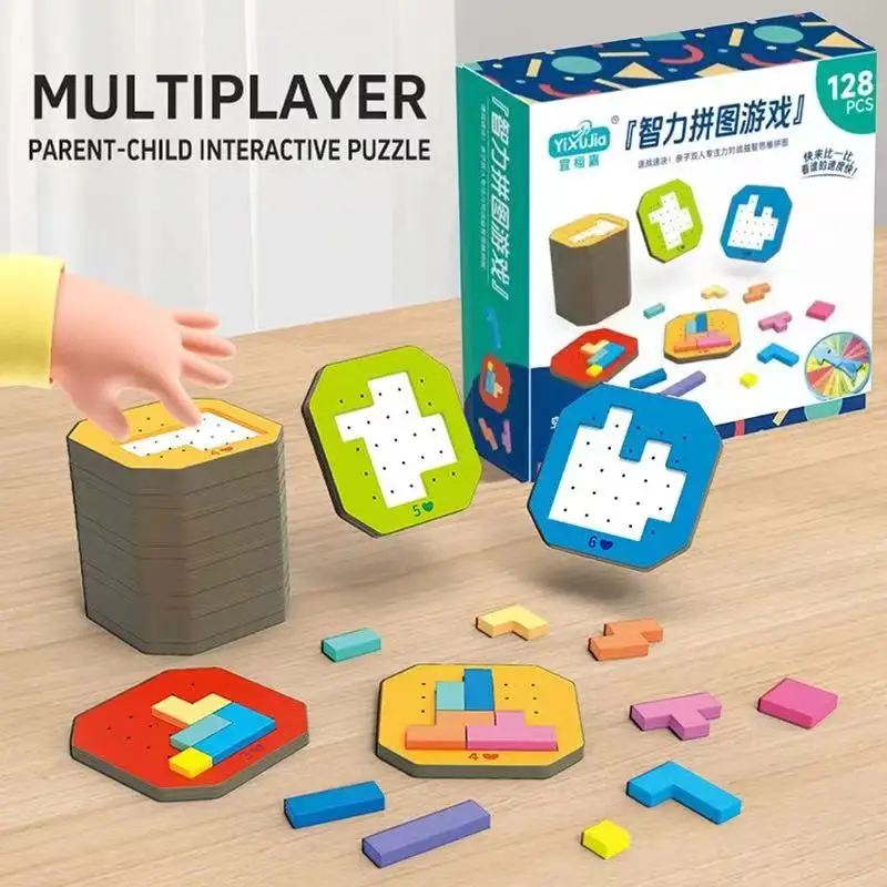 3D Creative Desktop Puzzle Game Tangram Math Toys Building Blocks Board Color Shape Game For Kids Educational Boy Girl Gifts