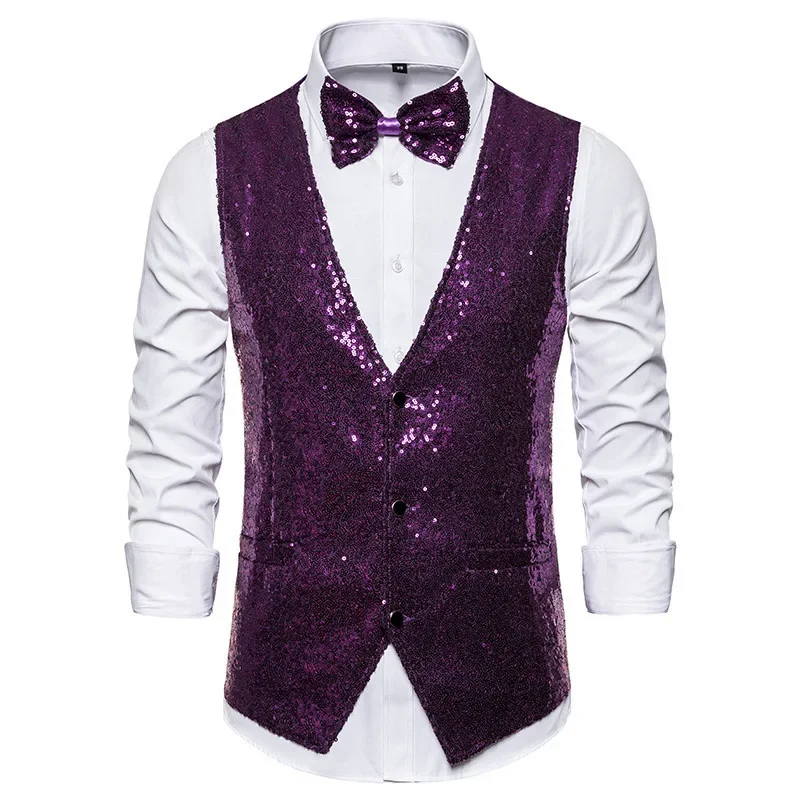 O711costume da spettacolo teatrale da uomo piccolo gilet con paillettes gilet da studio photo host