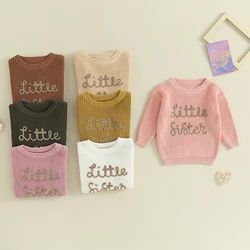 2023-08-18 Lioraitiin 0-18M Toddler Kids Girls Sweater Letter Embroidery Long Sleeve Pullovers Knitted Warm Tops