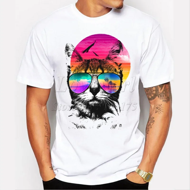 

Hipster O-neck cool tops oversized Newest 2024 men's fashion short sleeve summer cat printed t-shirt Harajuku funny tee shirts