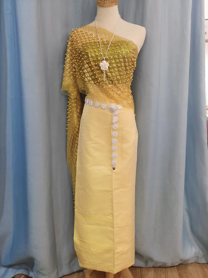 2025 abiti tradizionali tailandesi abito da viaggio vintage avvolto costumi sottili da festival multicolori per donne sud-est asiatiche tailandese