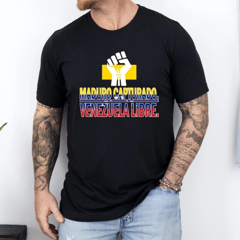 Capturado Libre Maduro Captured 2026 Venezuela Arrest Unisex T-Shirt Political Crewneck Cotton Printed T-shirt Tops Streetwear
