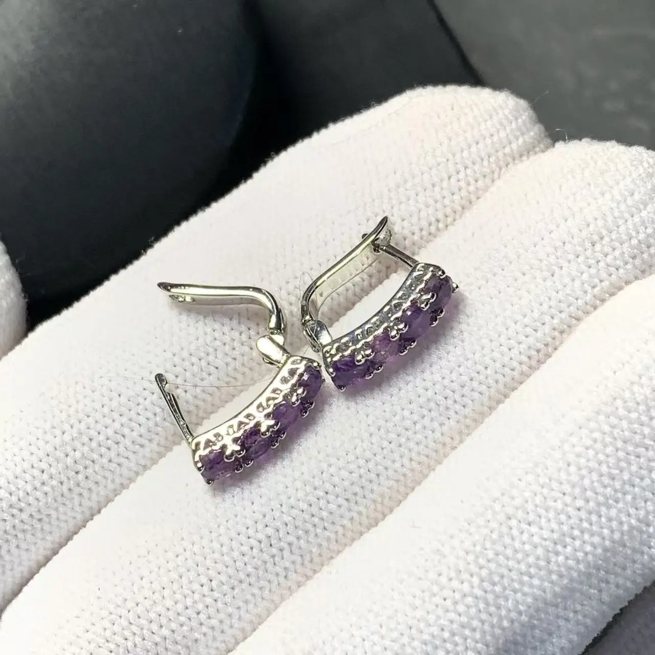 HEYYA STONE Vintage Natural Amethyst Hoop Earrings Simple Classic Round Circle Gemstone Jewelry Handmade 14K GOLD exclusive