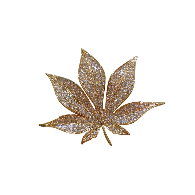 Rhinestones Maple Brooch Vintage Leaf Crystal Pendant Woman's Pin Corsage Accessories Gift