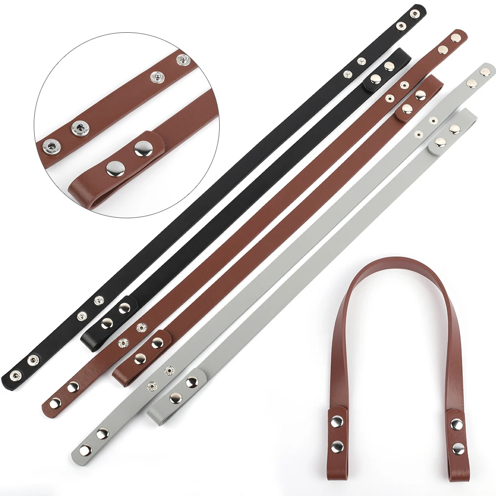 

2pcs Snap Button Handle Strap PU Leather Detachable Shoulder Bag Strap Handbag Strap Obag Bags Parts Accessories